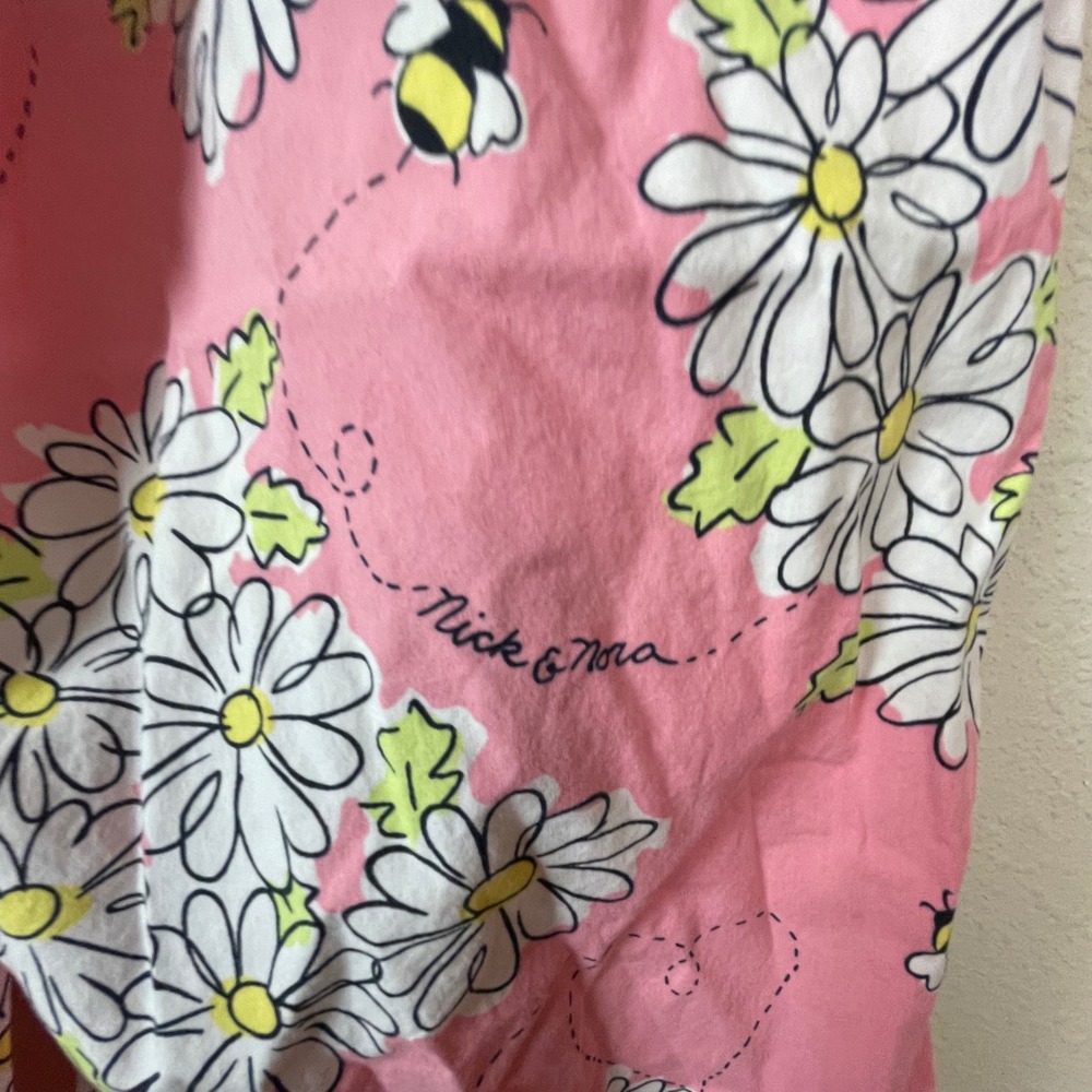 Nick and Nora Bee Mine Pajama Set Women's Size S Pink Daisy Cotton Whimsical - Picture 6 of 16